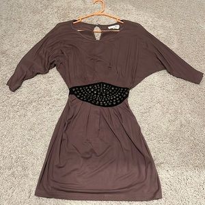 Brown belted/stud dress